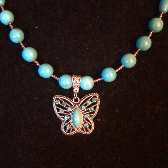 Handcrafted butterfly magnesite necklace - Picture 2 of 5